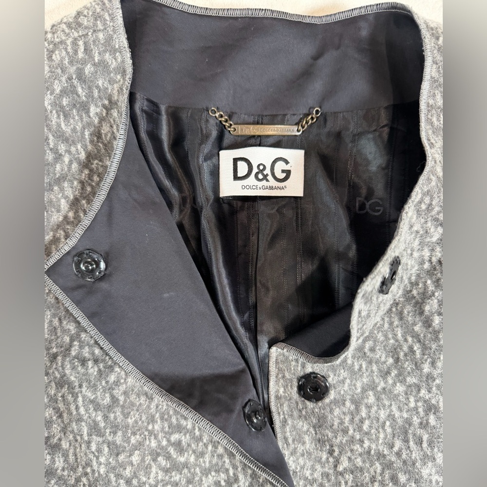 Dolce & Gabbana D&G Runway Wool Cotton Blend EU46 Gray Textured Teddy Jacket - Picture 5 of 12